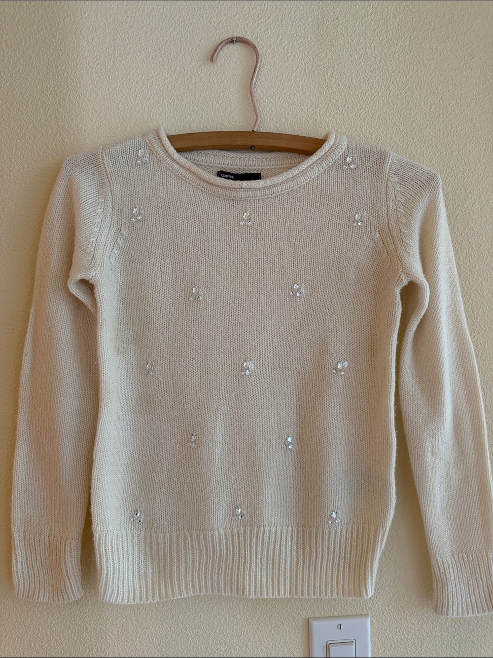 GAP kids Cream Sweater with Crystal Embellishments Size 8